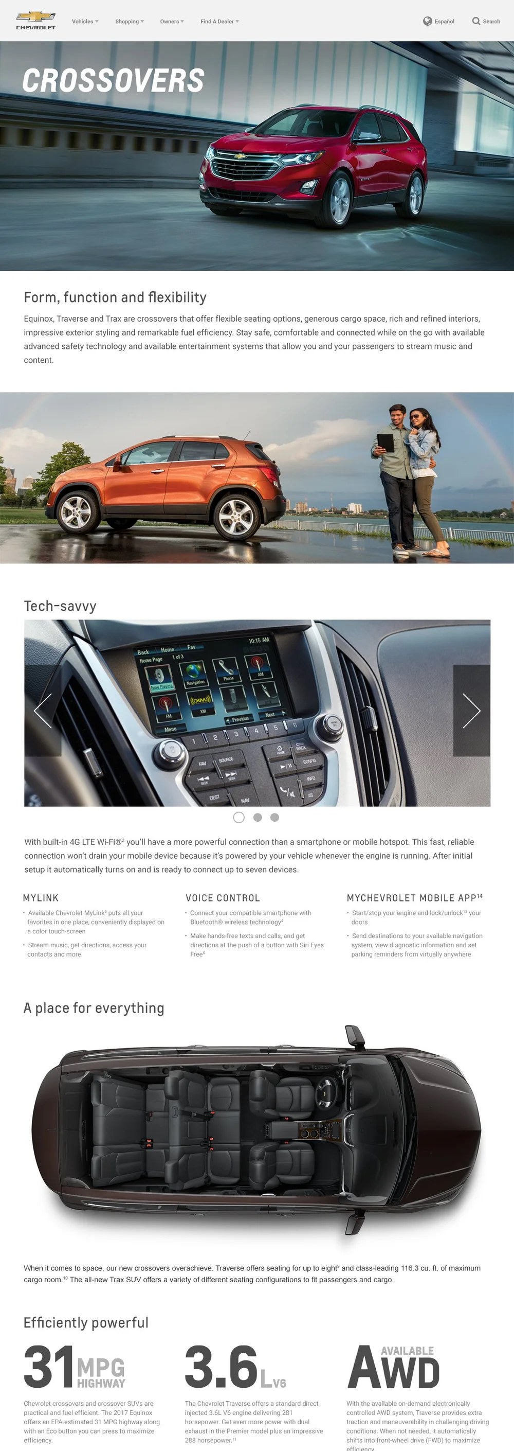 Chevrolet.com Crossovers category page on the Quantum platform
