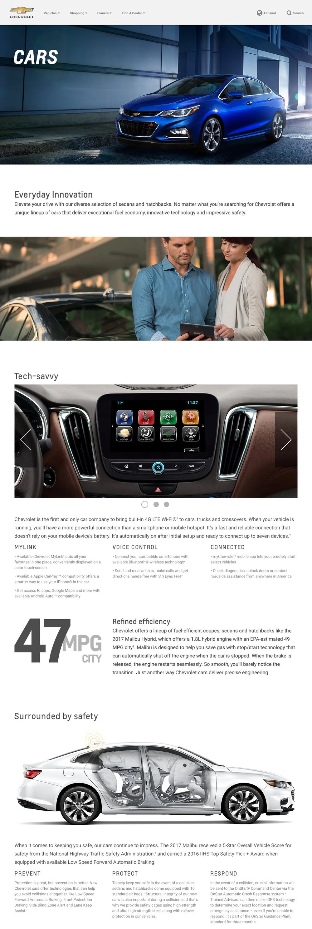 Chevrolet.com Cars category page on the Quantum platform
